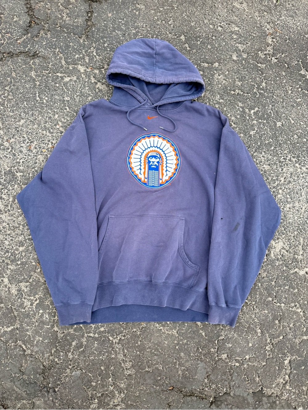 Nike Gray Pullover Hoodie with Blue and Orange Patch